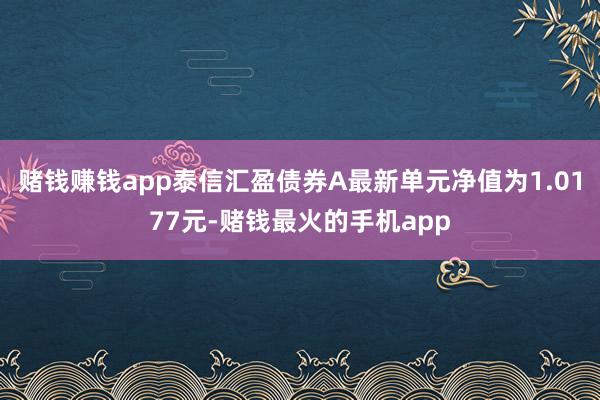 赌钱赚钱app泰信汇盈债券A最新单元净值为1.0177元-赌钱最火的手机app