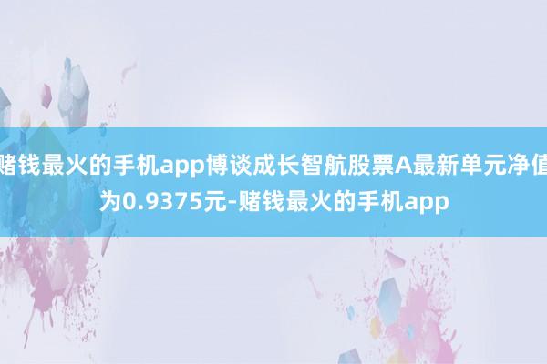 赌钱最火的手机app博谈成长智航股票A最新单元净值为0.9375元-赌钱最火的手机app