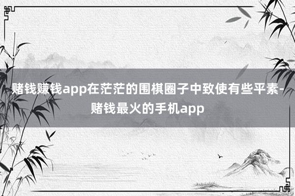 赌钱赚钱app在茫茫的围棋圈子中致使有些平素-赌钱最火的手机app