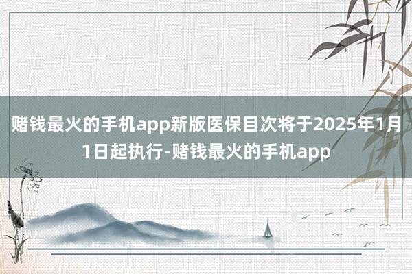 赌钱最火的手机app新版医保目次将于2025年1月1日起执行-赌钱最火的手机app