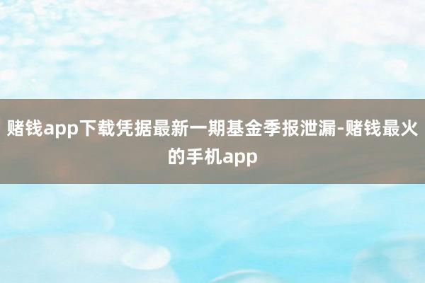 赌钱app下载凭据最新一期基金季报泄漏-赌钱最火的手机app