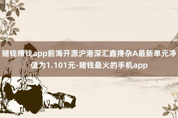 赌钱赚钱app前海开源沪港深汇鑫搀杂A最新单元净值为1.101元-赌钱最火的手机app