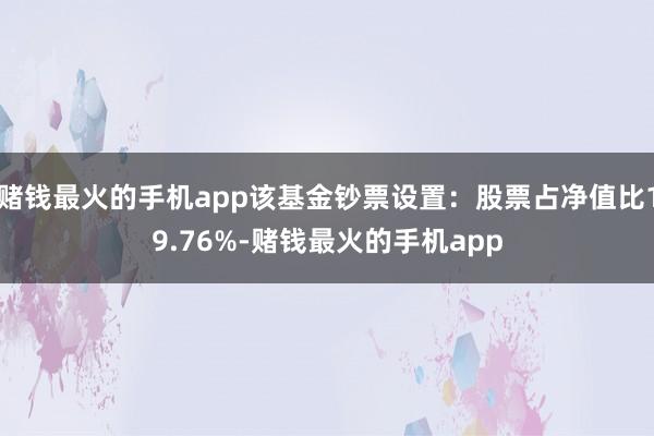 赌钱最火的手机app该基金钞票设置：股票占净值比19.76%-赌钱最火的手机app