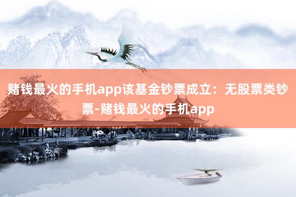 赌钱最火的手机app该基金钞票成立：无股票类钞票-赌钱最火的手机app