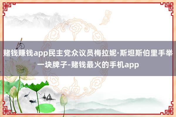 赌钱赚钱app民主党众议员梅拉妮·斯坦斯伯里手举一块牌子-赌钱最火的手机app